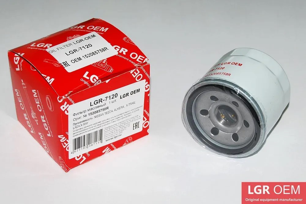 Фильтр масляный LGR OEM (152085758R) LADA X-RAY; NISSAN TEEDA, X-TRAIL, Almera LGR-7120
